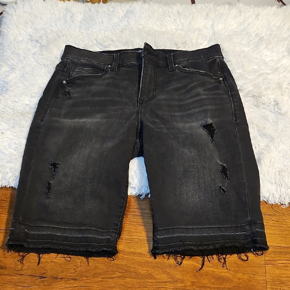 LuLaRoe Denim Bermuda Shorts Women Size 28 Black Gray